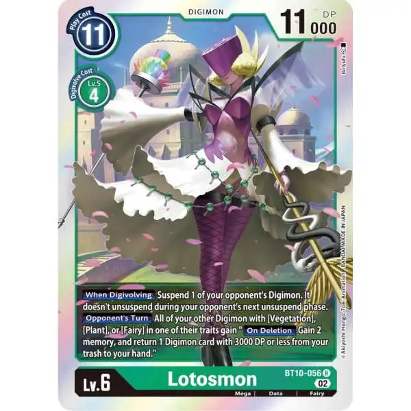 Digimon Trading Card Game Xros Encounter Rare Lotosmon BT10-056