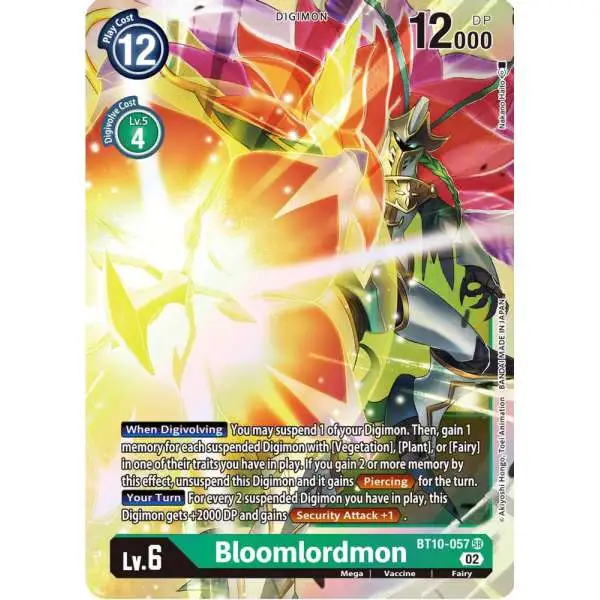 Digimon Trading Card Game Xros Encounter Super Rare Bloomlordmon BT10-057