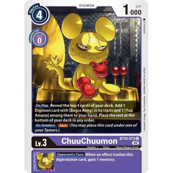 Digimon Trading Card Game Xros Encounter Uncommon ChuuChuumon BT10-073