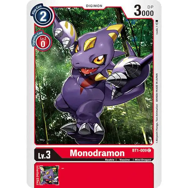 Digimon Trading Card Game 2020 V.1 Common Monodramon BT1-009
