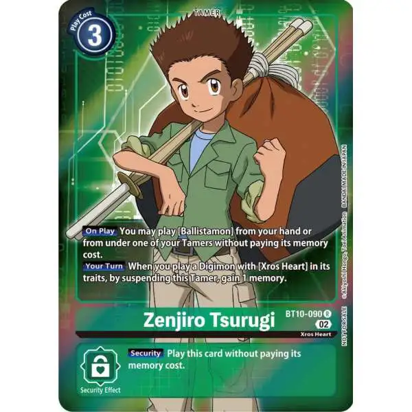 Digimon Xros Encounter Rare Zenjiro Tsurugi BT10-090 [Box Topper]