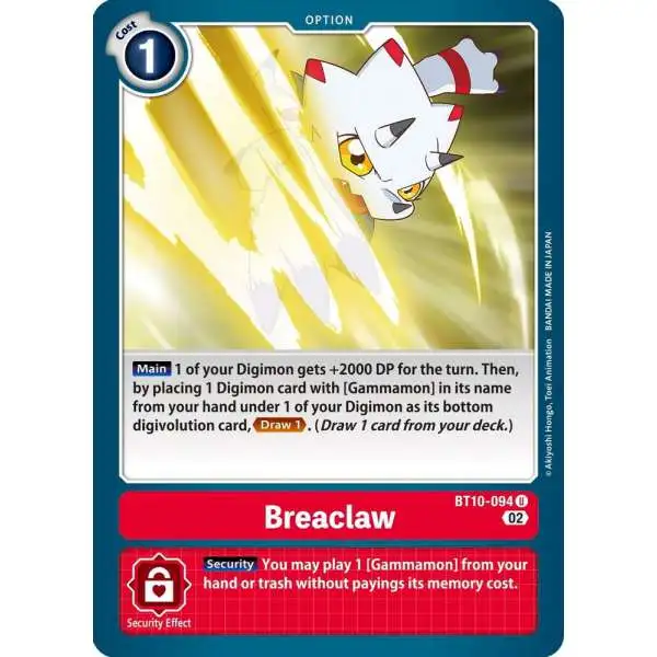 Digimon Xros Encounter Uncommon Breaclaw BT10-094