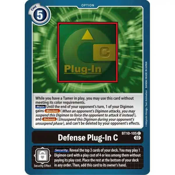 Digimon Trading Card Game Xros Encounter Common Defense Plug-In C BT10-105