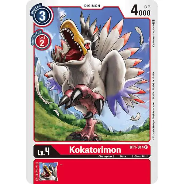 Digimon Trading Card Game 2020 V.1 Common Kokatorimon BT1-014
