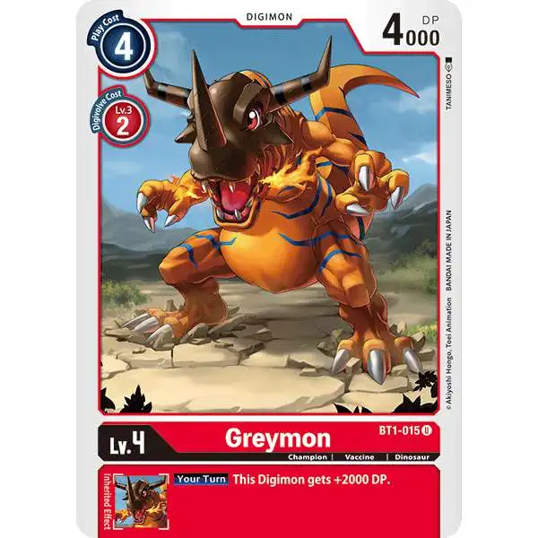 Digimon Trading Card Game Release Special Booster Uncommon Greymon BT1-015