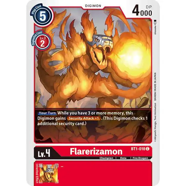 Digimon Trading Card Game 2020 V.1 Common Flarerizamon BT1-018