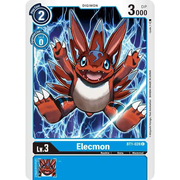 Digimon Trading Card Game Release Special Booster Common Elecmon BT1-028