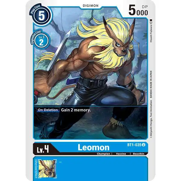 Digimon Trading Card Game Release Special Booster Uncommon Leomon BT1-035