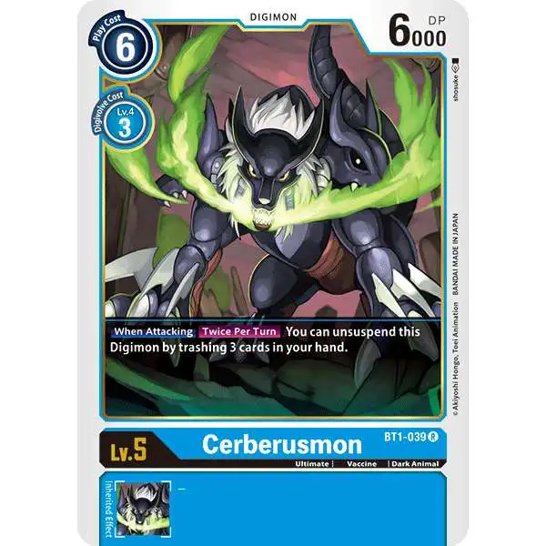 Digimon Trading Card Game Release Special Booster Rare Cerberusmon BT1-039