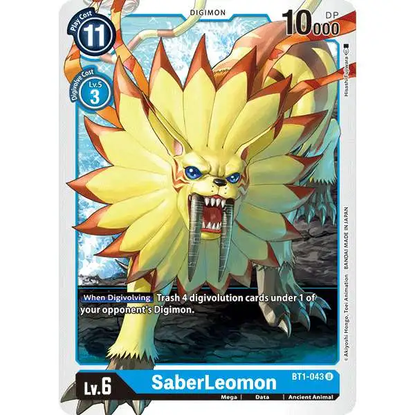 Digimon Trading Card Game Release Special Booster Uncommon SaberLeomon BT1-043