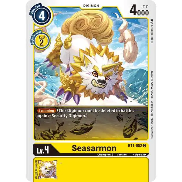 Digimon Trading Card Game Release Special Booster Common Seasarmon BT1-052