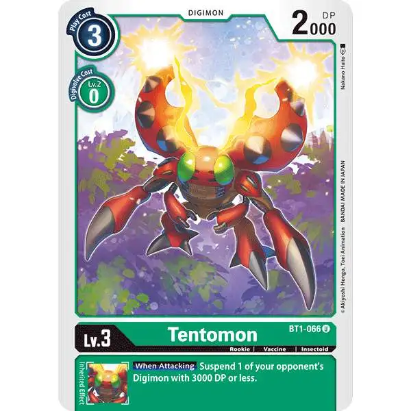 Digimon Trading Card Game Release Special Booster Uncommon Tentomon BT1-066