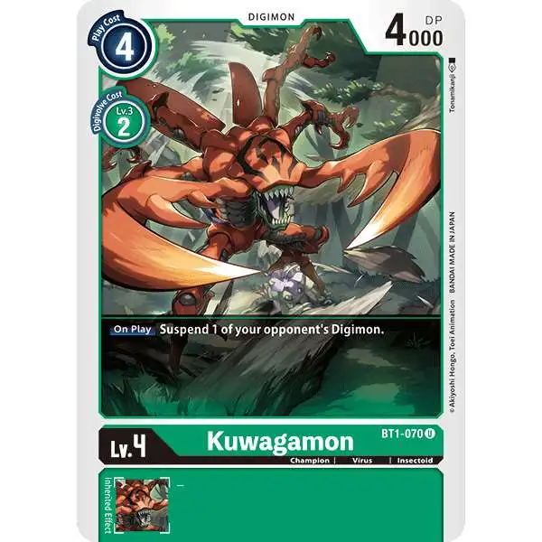Digimon Trading Card Game 2020 V.1 Uncommon Kuwagamon BT1-070
