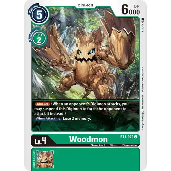 Digimon Trading Card Game Release Special Booster Uncommon Woodmon BT1-072
