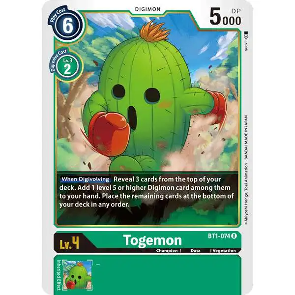 Digimon Trading Card Game Release Special Booster Rare Togemon BT1-074