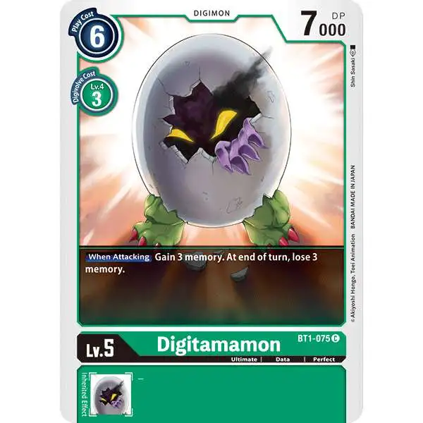 Digimon Trading Card Game Release Special Booster Common Digitamamon BT1-075
