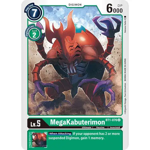 Digimon Trading Card Game Release Special Booster Uncommon MegaKabuterimon BT1-076
