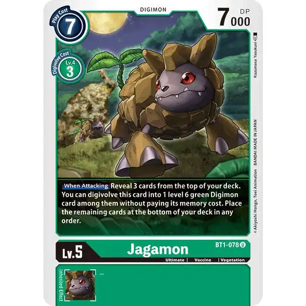 Digimon Trading Card Game Release Special Booster Uncommon Jagamon BT1-078