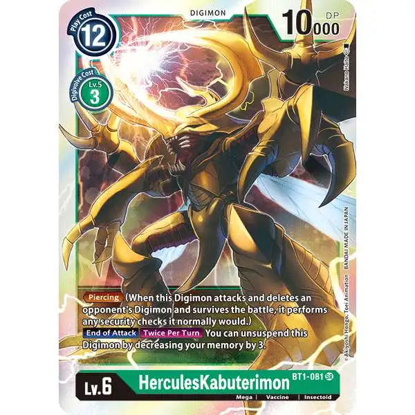 Digimon Trading Card Game Release Special Booster Super Rare HerculesKabuterimon BT1-081