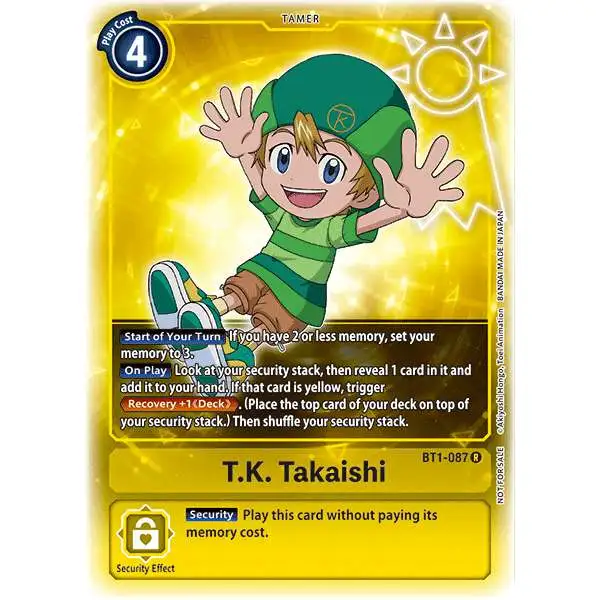 Digimon Trading Card Game Release Special Booster Rare T.K. Takaishi BT1-087 [Alternative Art]
