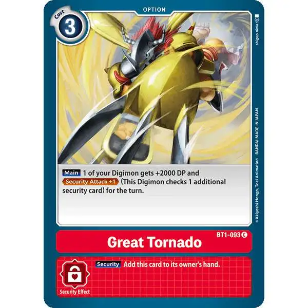 Digimon Trading Card Game Release Special Booster Common Great Tornado BT1-093