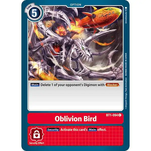 Digimon Trading Card Game Release Special Booster Common Oblivion Bird BT1-094