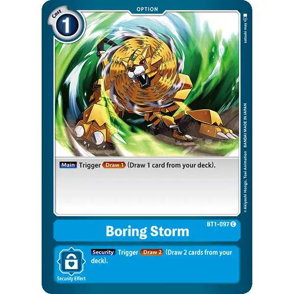 Digimon Trading Card Game Release Special Booster Common Boring Storm BT1-097