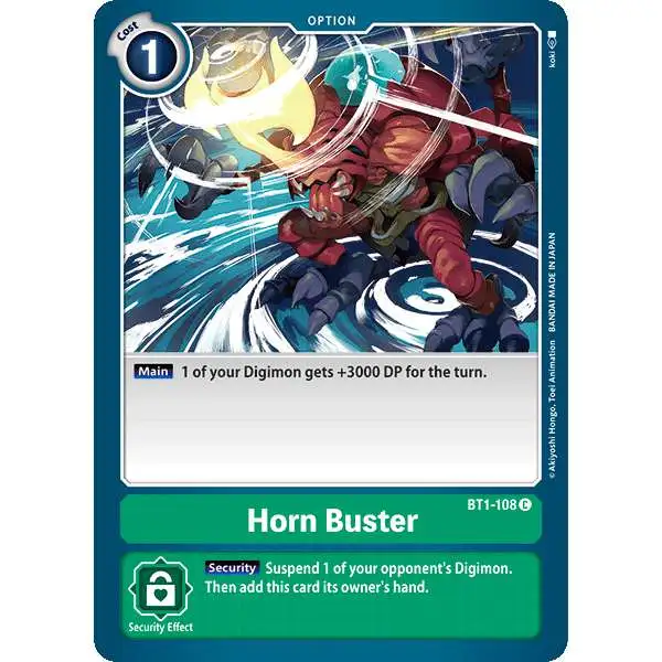 Digimon Trading Card Game Release Special Booster Common Horn Buster BT1-108