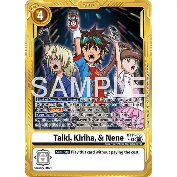 Trading Card Game Advanced Booster Digimon Generation Rare Taiki, Kiriha, &amp; Nene BT11-095 [Gold Border]