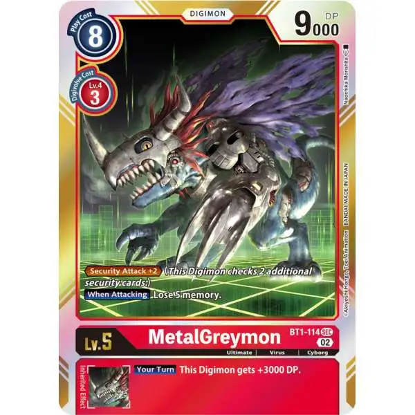 Digimon Trading Card Game Resurgence Booster Secret Rare MetalGreymon BT1-114 [Reprint]
