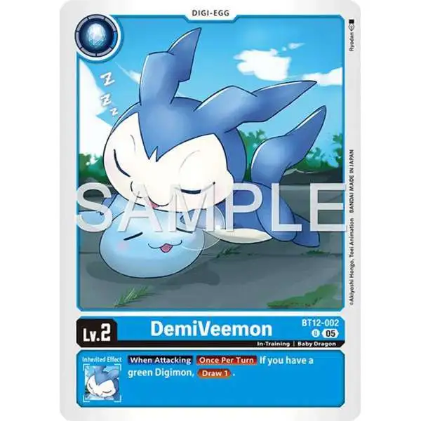 Trading Card Game Advanced Booster Digimon Generation Uncommon DemiVeemon BT12-002 [Reprint]