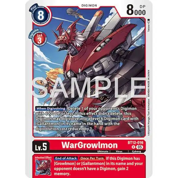 Trading Card Game Advanced Booster Digimon Generation Rare WarGrowlmon BT12-016 [Reprint]