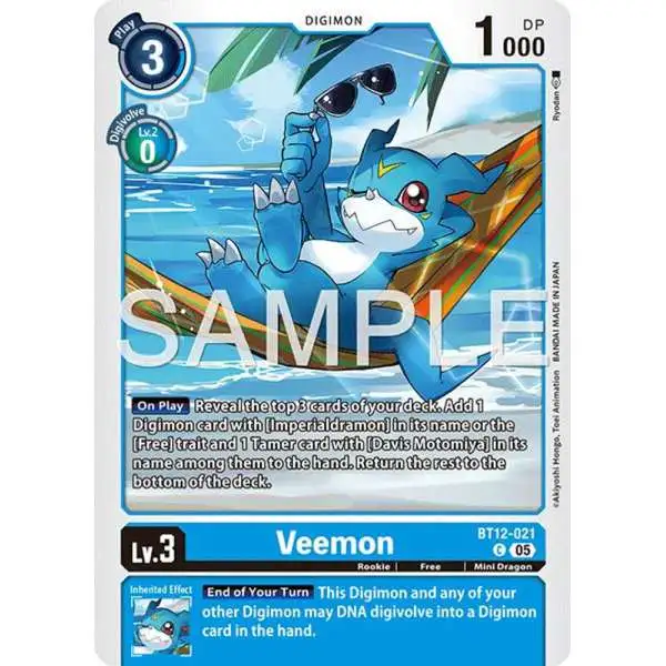 Trading Card Game Advanced Booster Digimon Generation Common Veemon BT12-021 [Reprint]