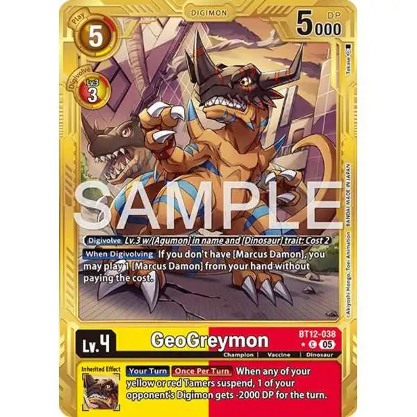 Trading Card Game Advanced Booster Digimon Generation Common GeoGreymon BT12-038 [Gold Border]