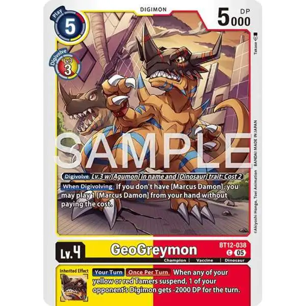 Trading Card Game Advanced Booster Digimon Generation Common GeoGreymon BT12-038 [Reprint]