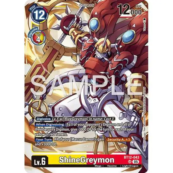 Trading Card Game Advanced Booster Digimon Generation Super Rare ShineGreymon BT12-043 [Reprint]