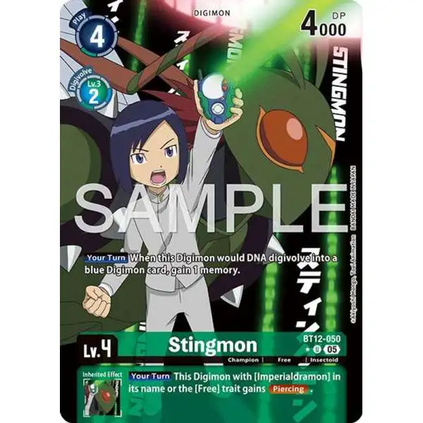 Trading Card Game Advanced Booster Digimon Generation Uncommon Stingmon BT12-050 [Alternate Art]