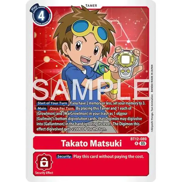 Trading Card Game Advanced Booster Digimon Generation Rare Takato Matsuki BT12-089 [Reprint]
