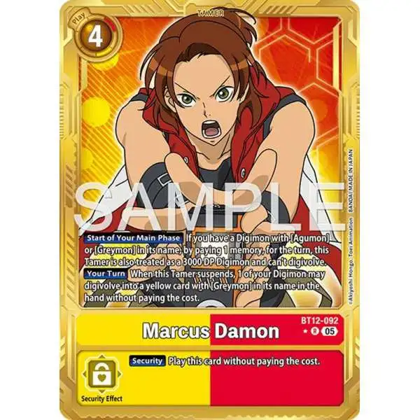 Trading Card Game Advanced Booster Digimon Generation Rare Marcus Damon BT12-092 [Gold Border]