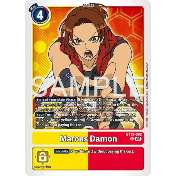 Trading Card Game Advanced Booster Digimon Generation Rare Marcus Damon BT12-092 [Reprint]