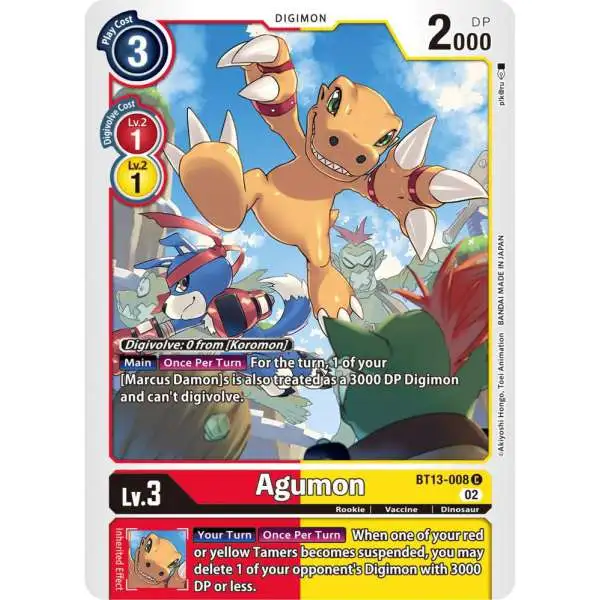 Digimon Trading Card Game Versus Royal Knights Common Agumon BT13-008