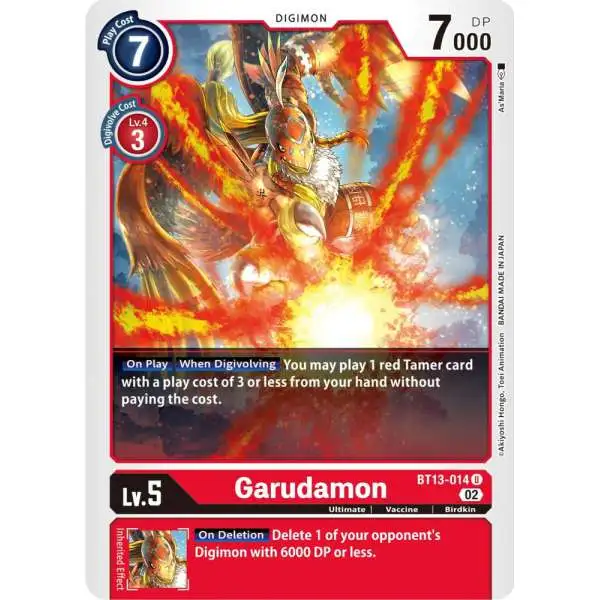 Digimon Trading Card Game Versus Royal Knights Uncommon Garudamon BT13-014