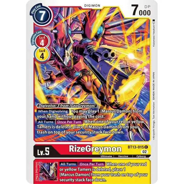 Digimon Trading Card Game Versus Royal Knights Common RizeGreymon BT13-015