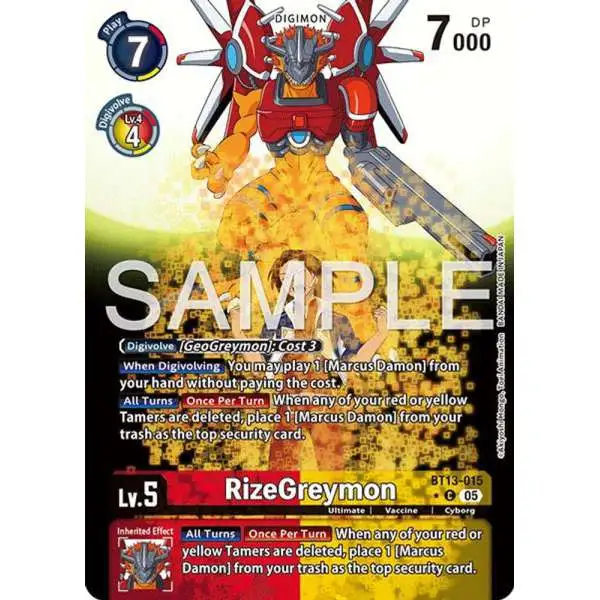 Trading Card Game Advanced Booster Digimon Generation Common RizeGreymon BT13-015 [Alternate Art]