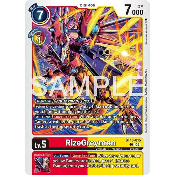 Trading Card Game Advanced Booster Digimon Generation Common RizeGreymon BT13-015 [Reprint]