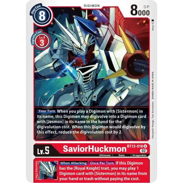 Digimon Trading Card Game Versus Royal Knights Uncommon SaviorHuckmon BT13-016