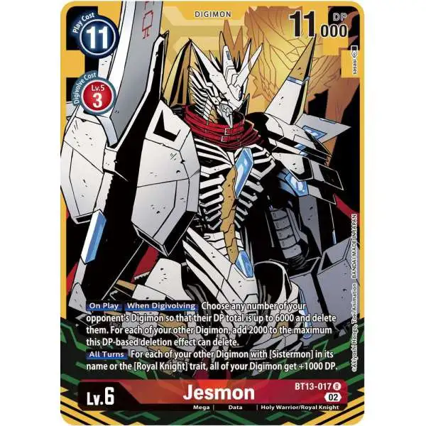 digimon vs royal knights card list price Gankoomon [BT13-019] (Alternate Art) [Versus Booster] Card TypeDigimon FormMega ColorPurple Play Cost10 DP11000 Level6 Digivolve Lv.5/ 3 Attribute / Type Data / Holy Warrior / Royal Knight Card Effect[On Play] [When Digivolving] Reveal the top 4 cards of your deck Digimon Trading Card Game Versus