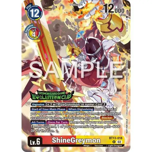 Digimon Trading Card Game Versus Royal Knights Promo ShineGreymon BT13-018 [2024 Evolution Cup]