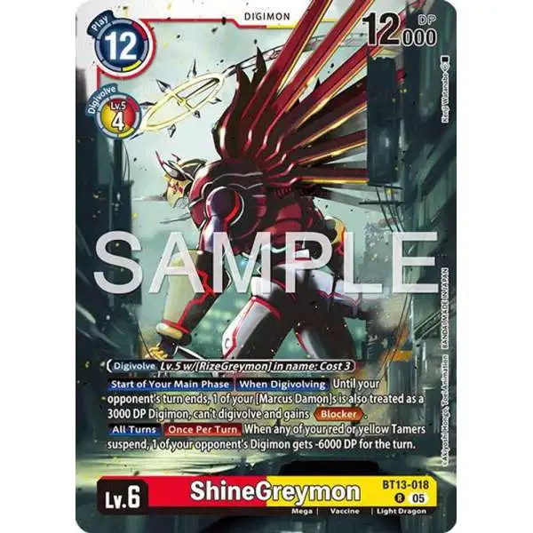 Trading Card Game Advanced Booster Digimon Generation Rare ShineGreymon BT13-018 [Reprint]