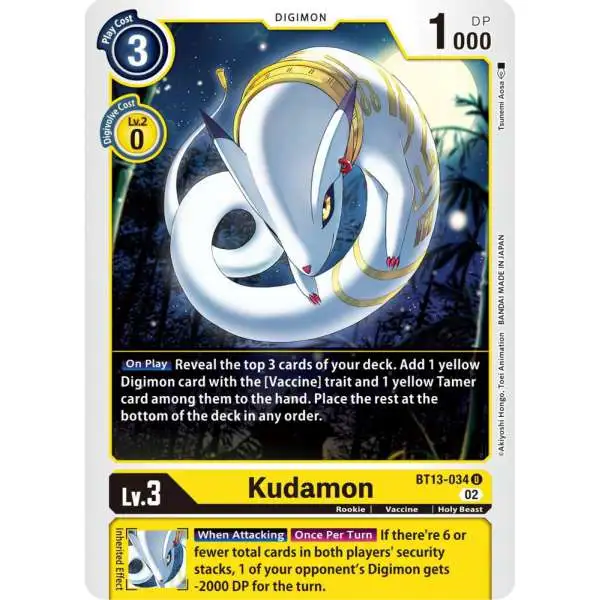 Digimon Trading Card Game Versus Royal Knights Uncommon Kudamon BT13-034